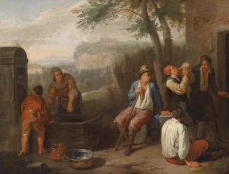 Southern Landscape with Peasants Drinking at a Well